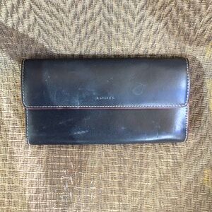 Lodis Black/Red Leather Trifold Wallet